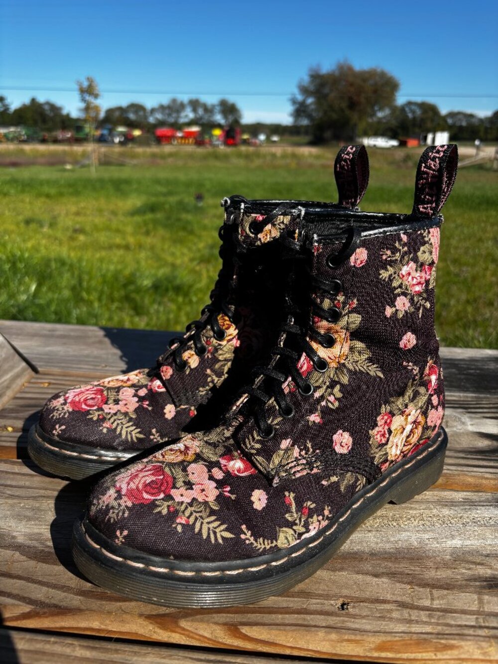 Dr. Martens Floral Canvas Combat Boots
